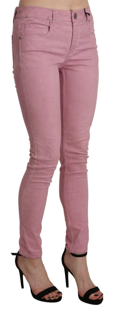 Pantalon skinny en denim extensible rose Acht taille moyenne
