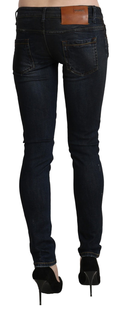Pantalon slim en denim skinny taille basse délavé bleu Acht