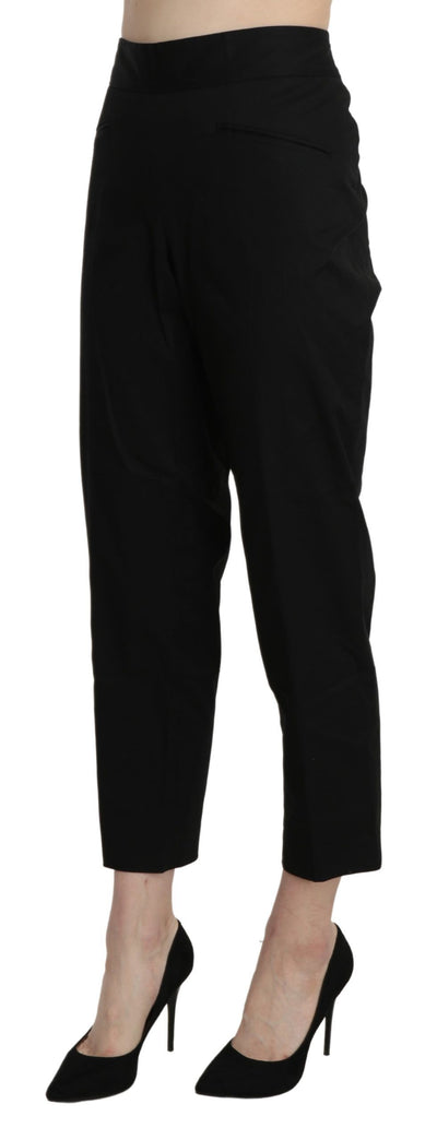 BENCIVENGA Zwarte hoge taille rechte cropped dressbroek