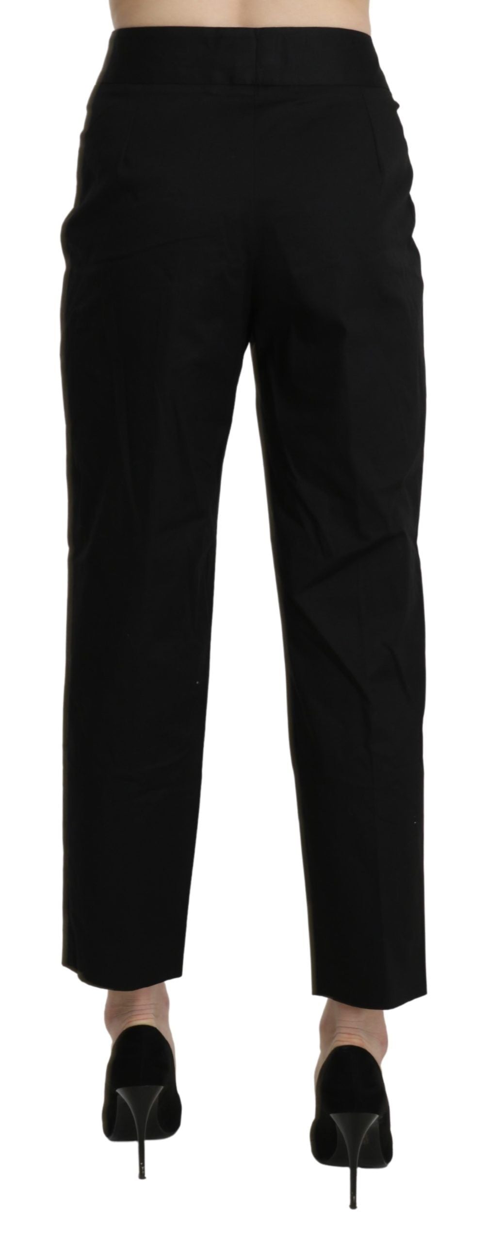 BENCIVENGA Zwarte hoge taille rechte cropped dressbroek