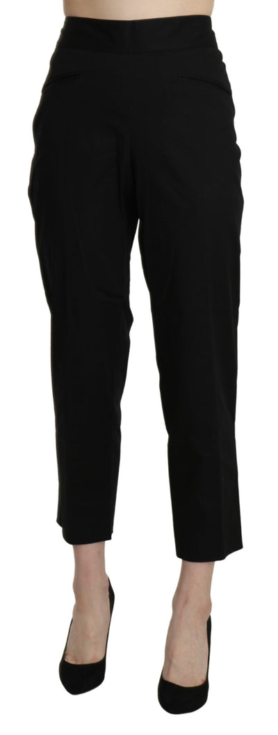 BENCIVENGA Zwarte hoge taille rechte cropped dressbroek