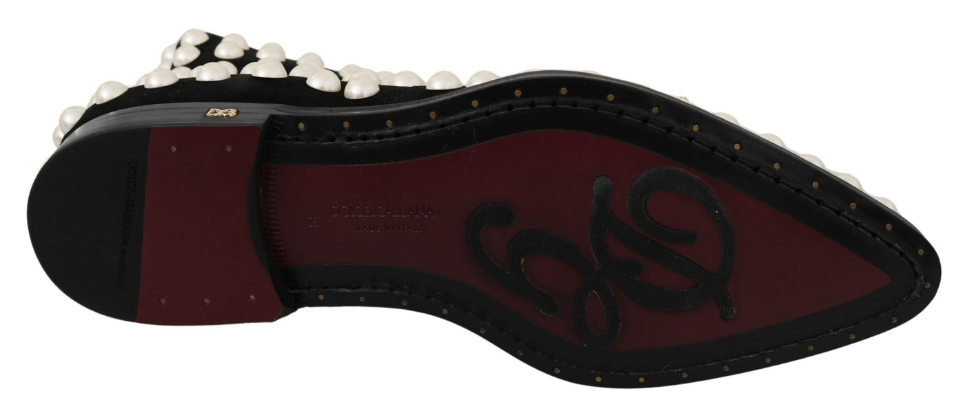 Bottes en daim noir à clous nacrés Dolce &amp; Gabbana