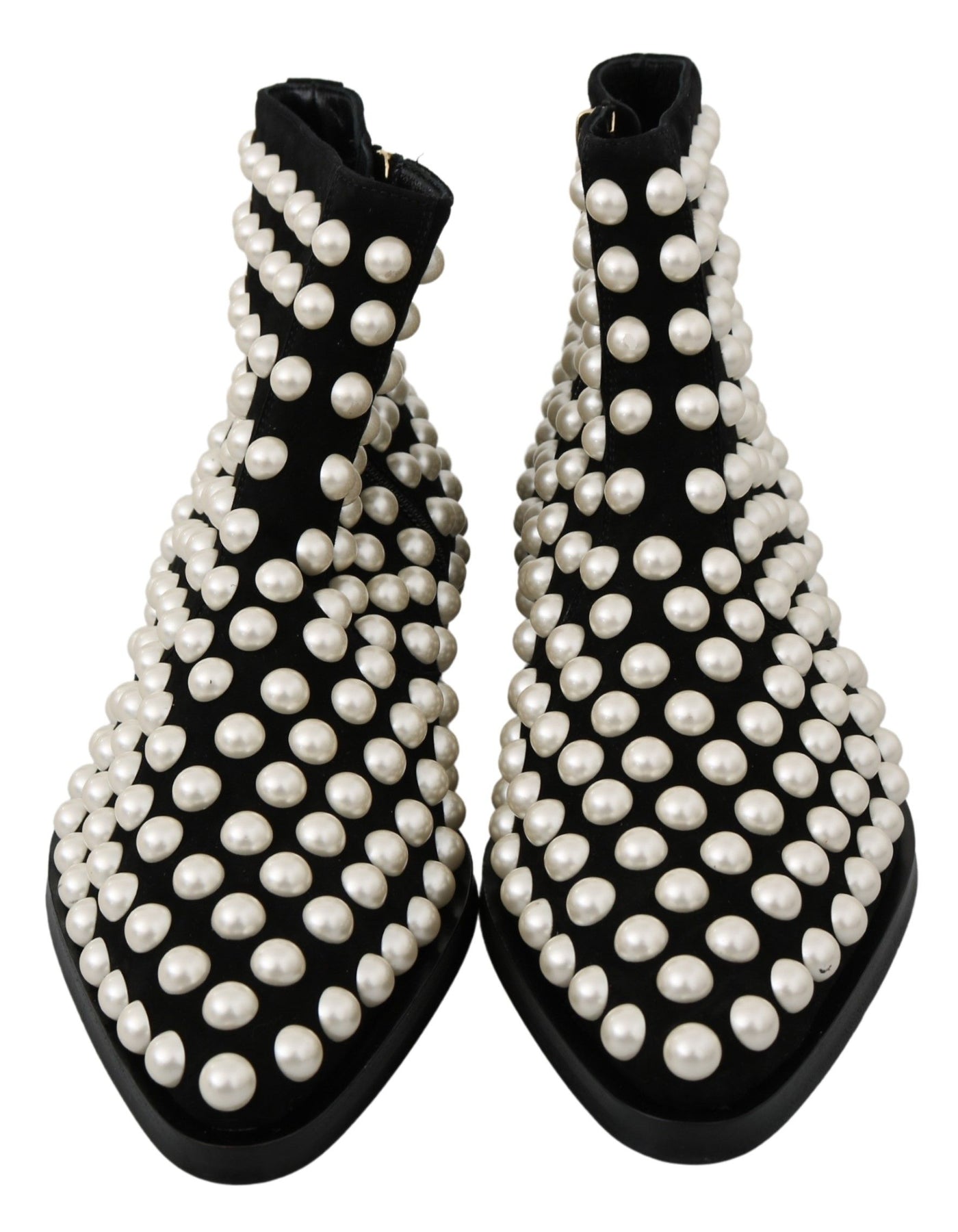 Bottes en daim noir à clous nacrés Dolce &amp; Gabbana