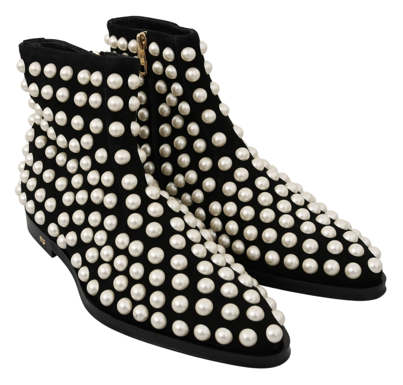 Bottes en daim noir à clous nacrés Dolce &amp; Gabbana