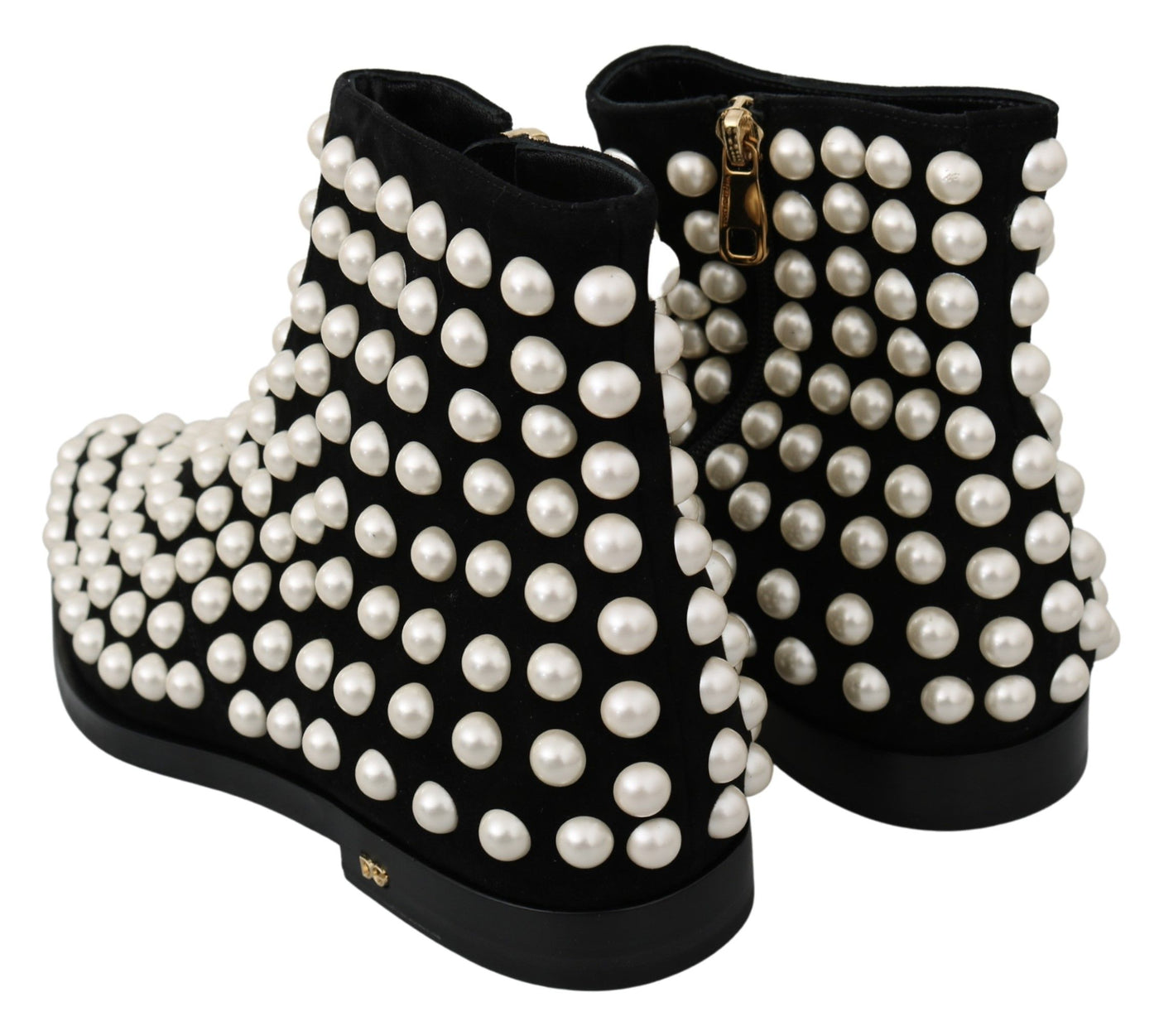 Bottes en daim noir à clous nacrés Dolce &amp; Gabbana