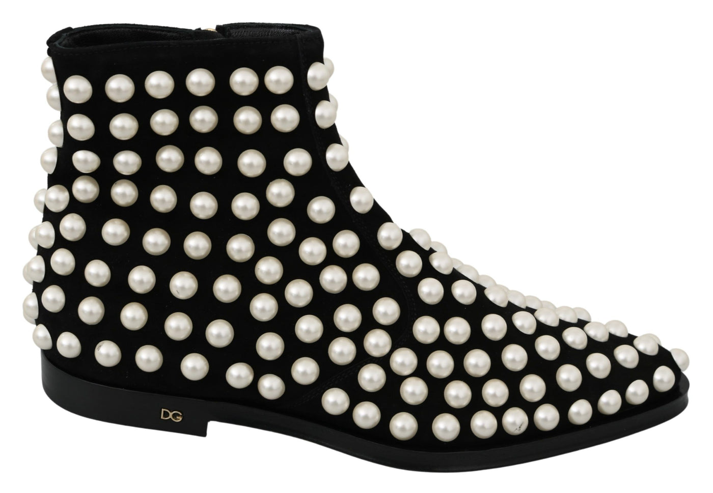 Bottes en daim noir à clous nacrés Dolce &amp; Gabbana