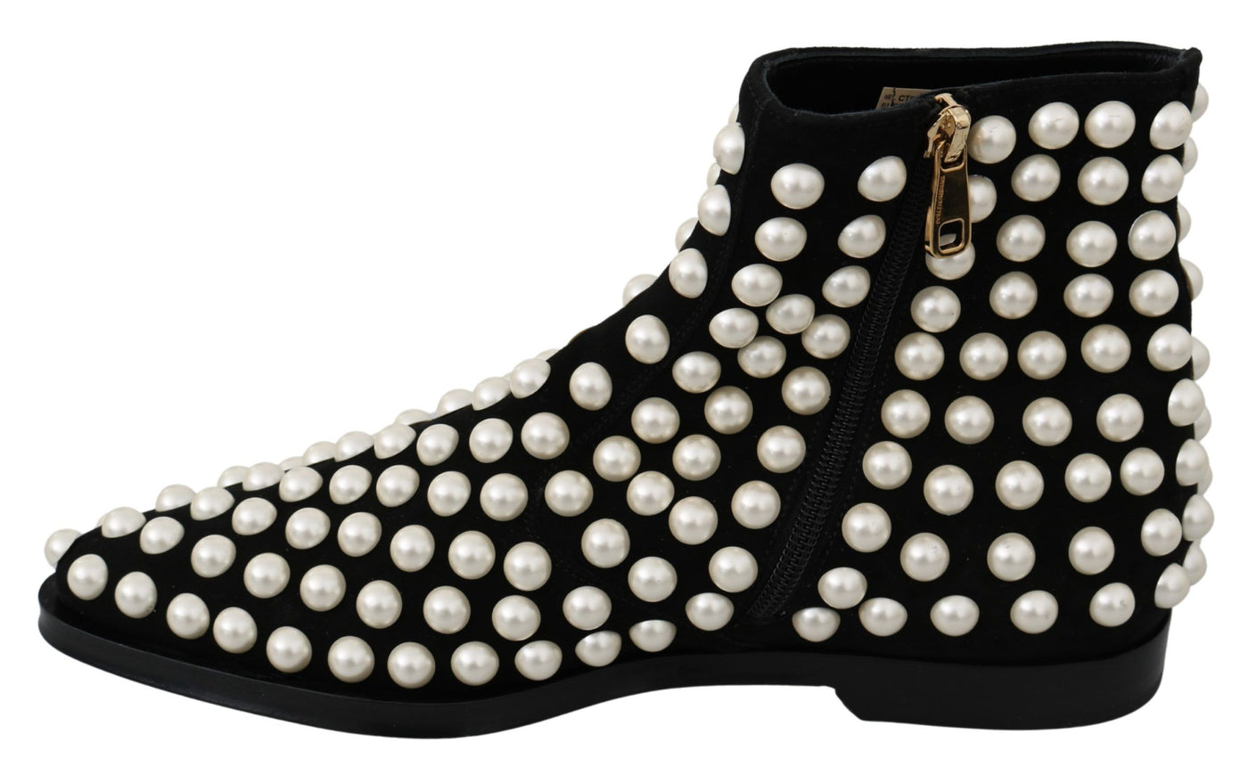 Bottes en daim noir à clous nacrés Dolce &amp; Gabbana