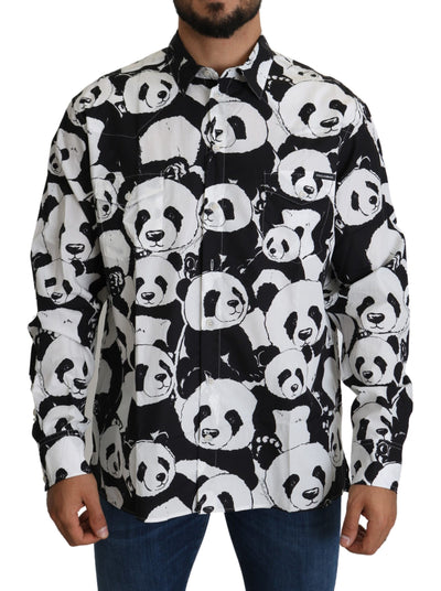 Chemise décontractée 100 % coton Dolce &amp; Gabbana Black Panda pour homme