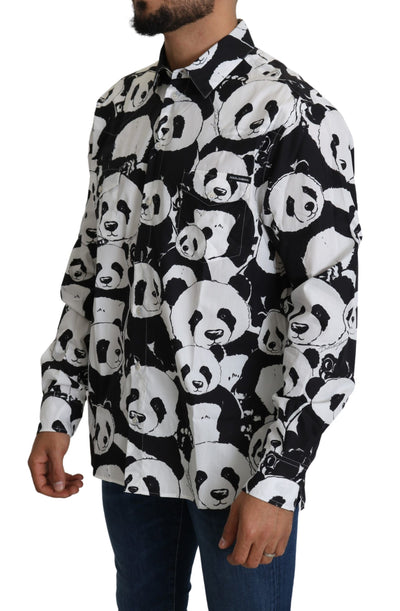 Chemise décontractée 100 % coton Dolce &amp; Gabbana Black Panda pour homme