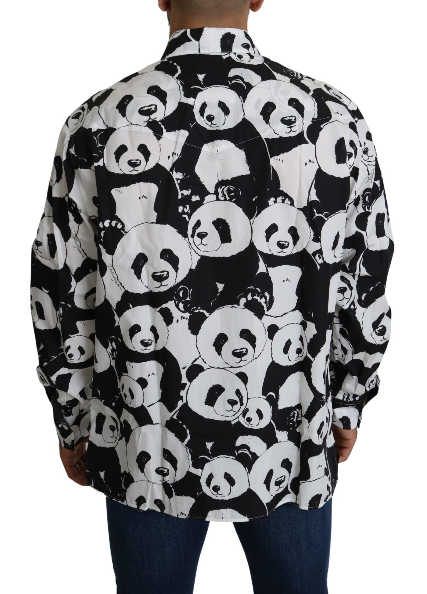 Chemise décontractée 100 % coton Dolce &amp; Gabbana Black Panda pour homme