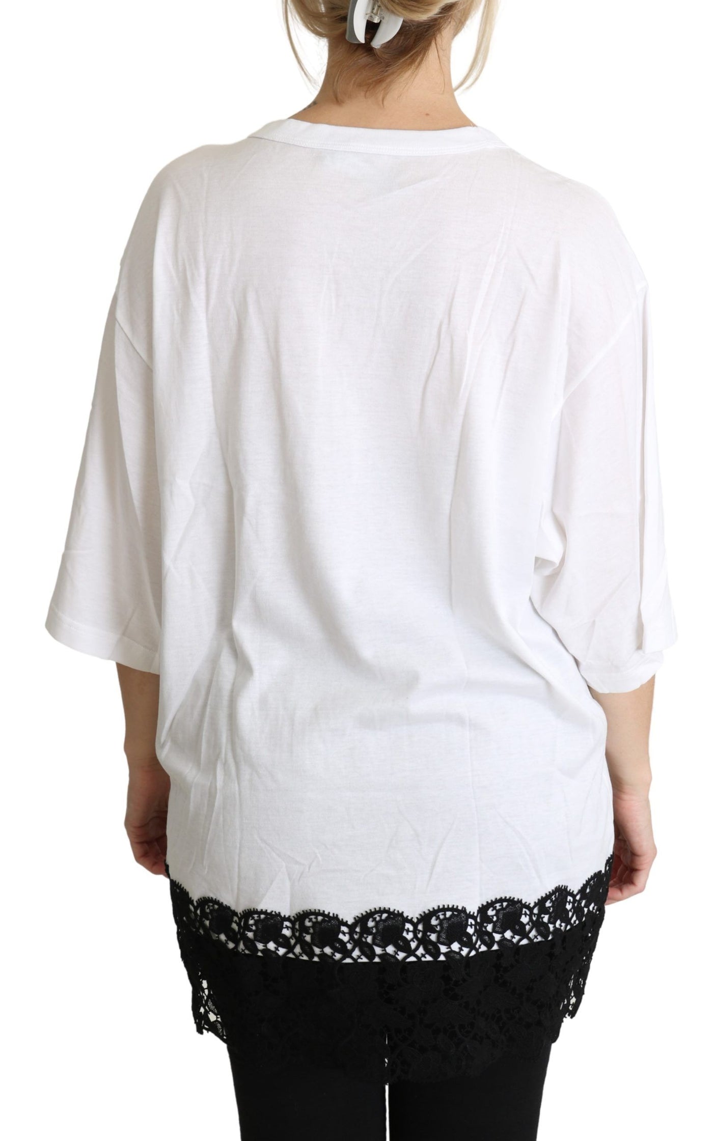 Chemises à col rond en coton blanc à imprimé ange Dolce &amp; Gabbana