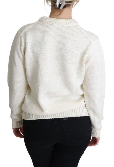 Pull Dolce &amp; Gabbana en laine blanche à fleurs et motif tournesol