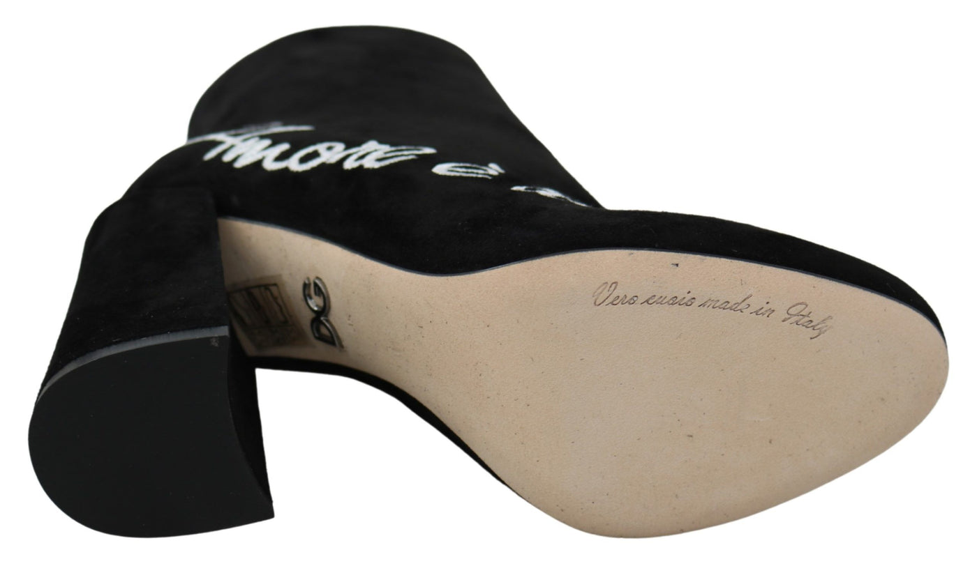 Dolce &amp; Gabbana Bottes L'Amore E'Bellezza en daim noir
