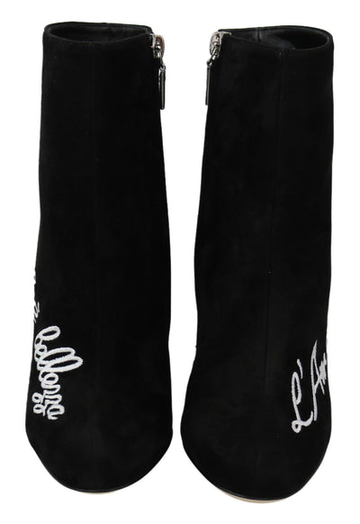 Dolce &amp; Gabbana Bottes L'Amore E'Bellezza en daim noir