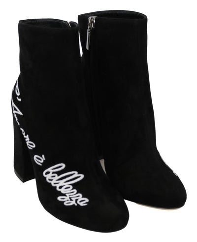 Dolce &amp; Gabbana Bottes L'Amore E'Bellezza en daim noir
