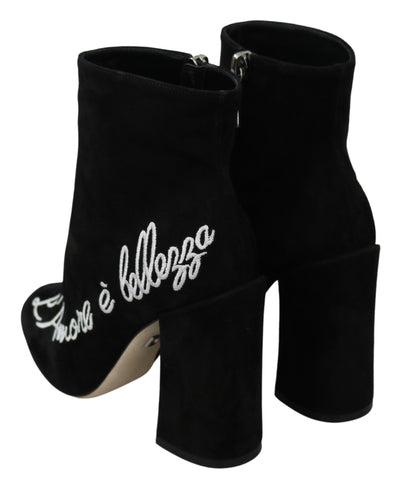 Dolce &amp; Gabbana Bottes L'Amore E'Bellezza en daim noir