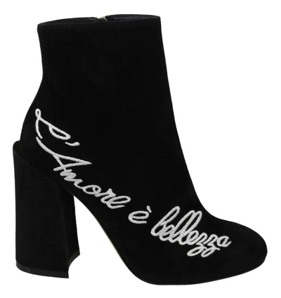 Dolce &amp; Gabbana Bottes L'Amore E'Bellezza en daim noir