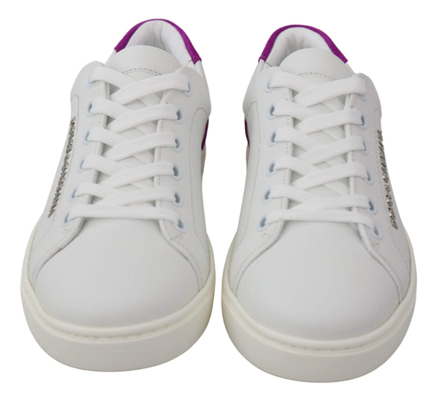 Dolce & Gabbana White Purple Leather Logo Womens Shoes