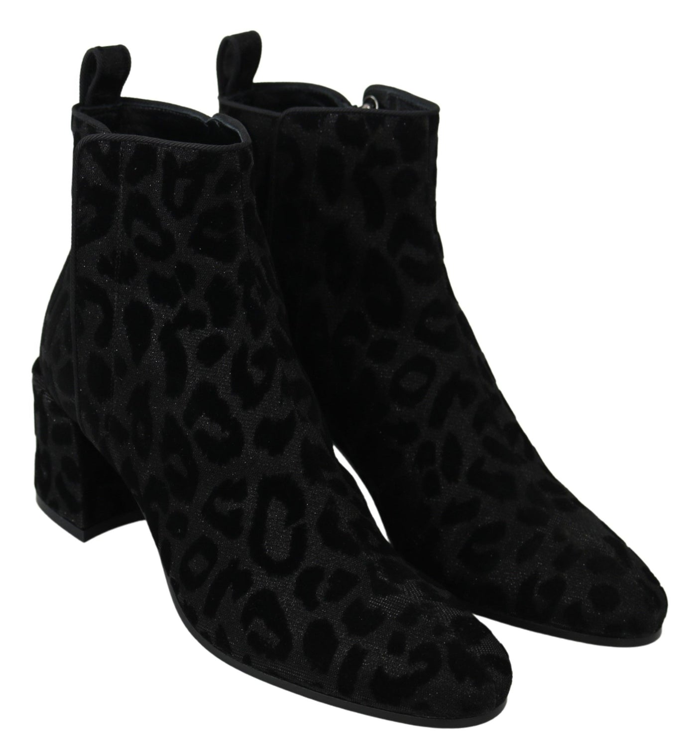 Bottines courtes noires à imprimé léopard Dolce &amp; Gabbana