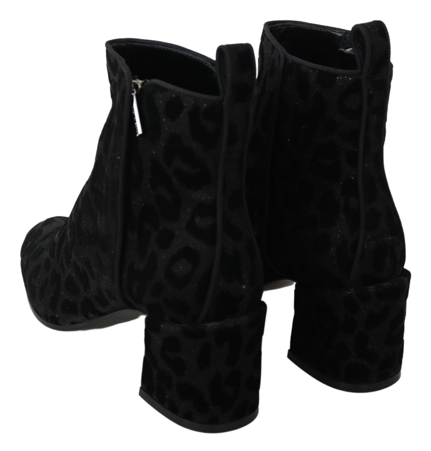 Bottines courtes noires à imprimé léopard Dolce &amp; Gabbana
