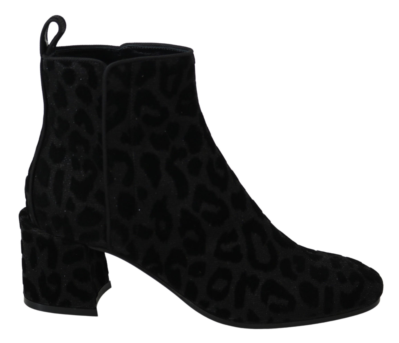 Bottines courtes noires à imprimé léopard Dolce &amp; Gabbana