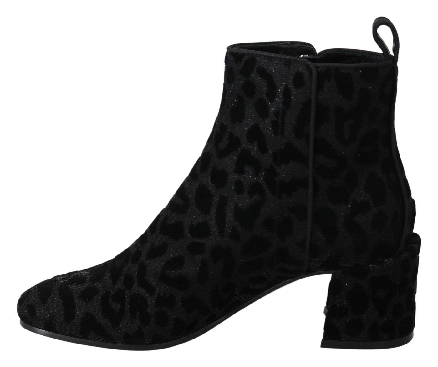 Bottines courtes noires à imprimé léopard Dolce &amp; Gabbana