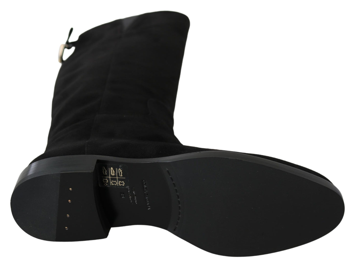 Bottes plates hautes en daim noir Dolce &amp; Gabbana