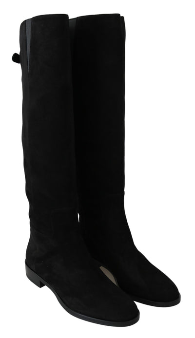 Bottes plates hautes en daim noir Dolce &amp; Gabbana