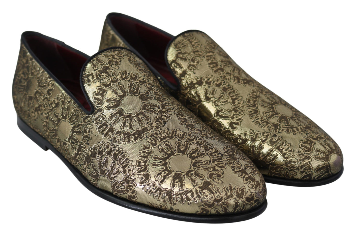 Dolce &amp; Gabbana Gold Jacquard Flats Heren Loafers Schoenen