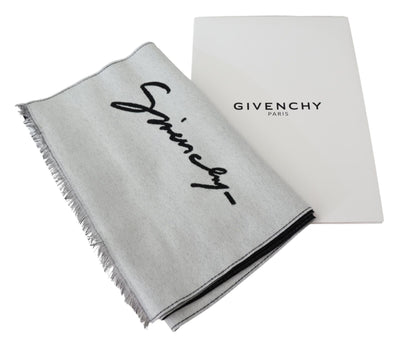 Écharpe châle unisexe en laine noire et blanche Givenchy pour l'hiver