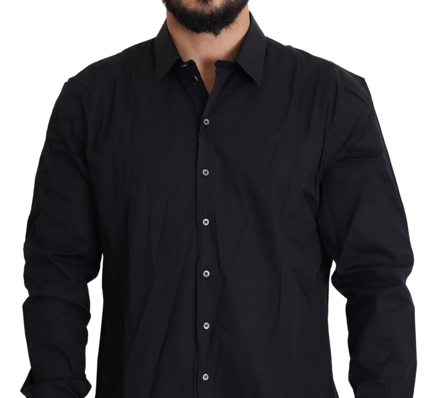 Dolce &amp; Gabbana Zwarte Katoenen Stretch Jurk SICILIA Shirt