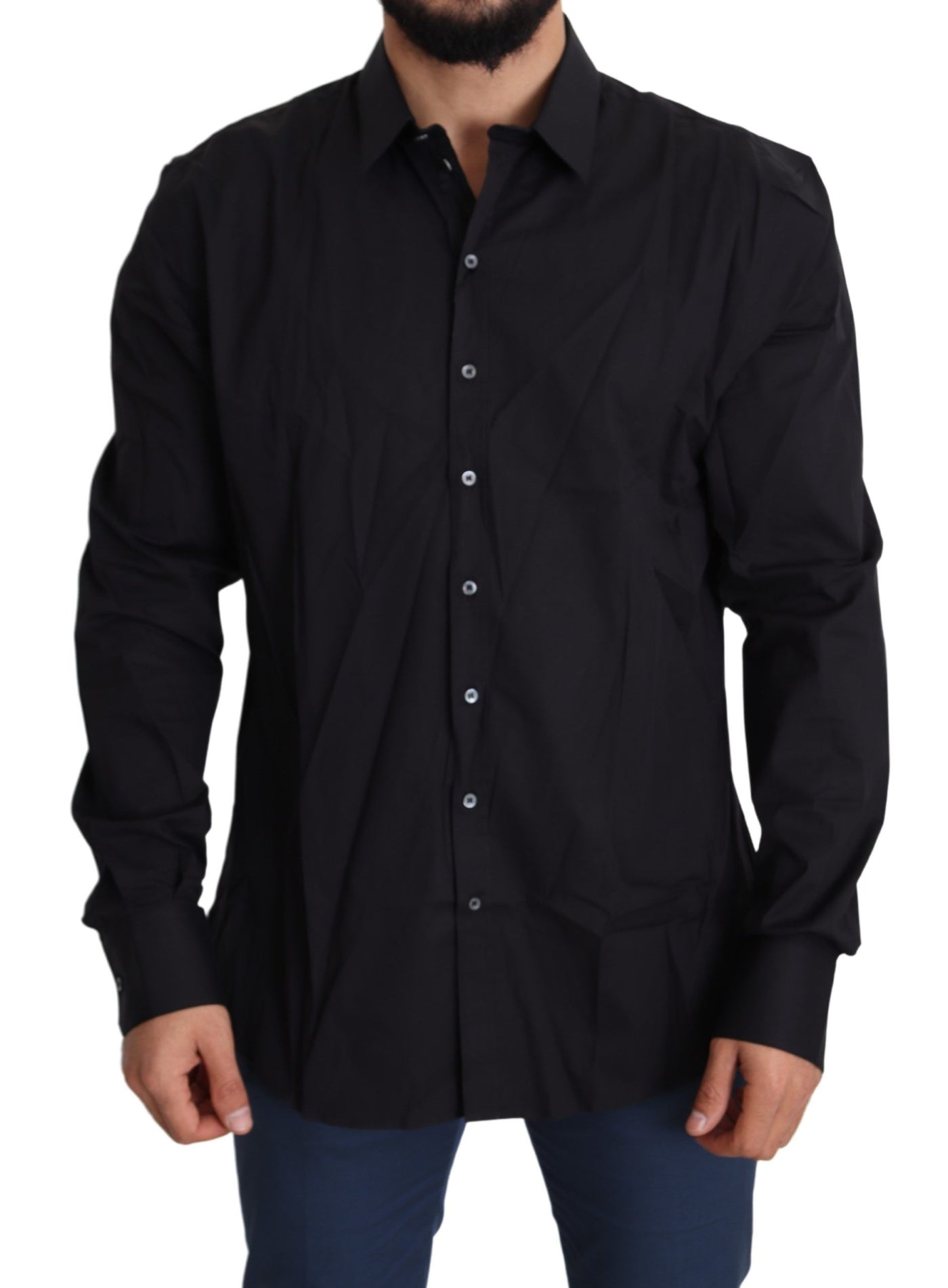 Dolce &amp; Gabbana Zwarte Katoenen Stretch Jurk SICILIA Shirt