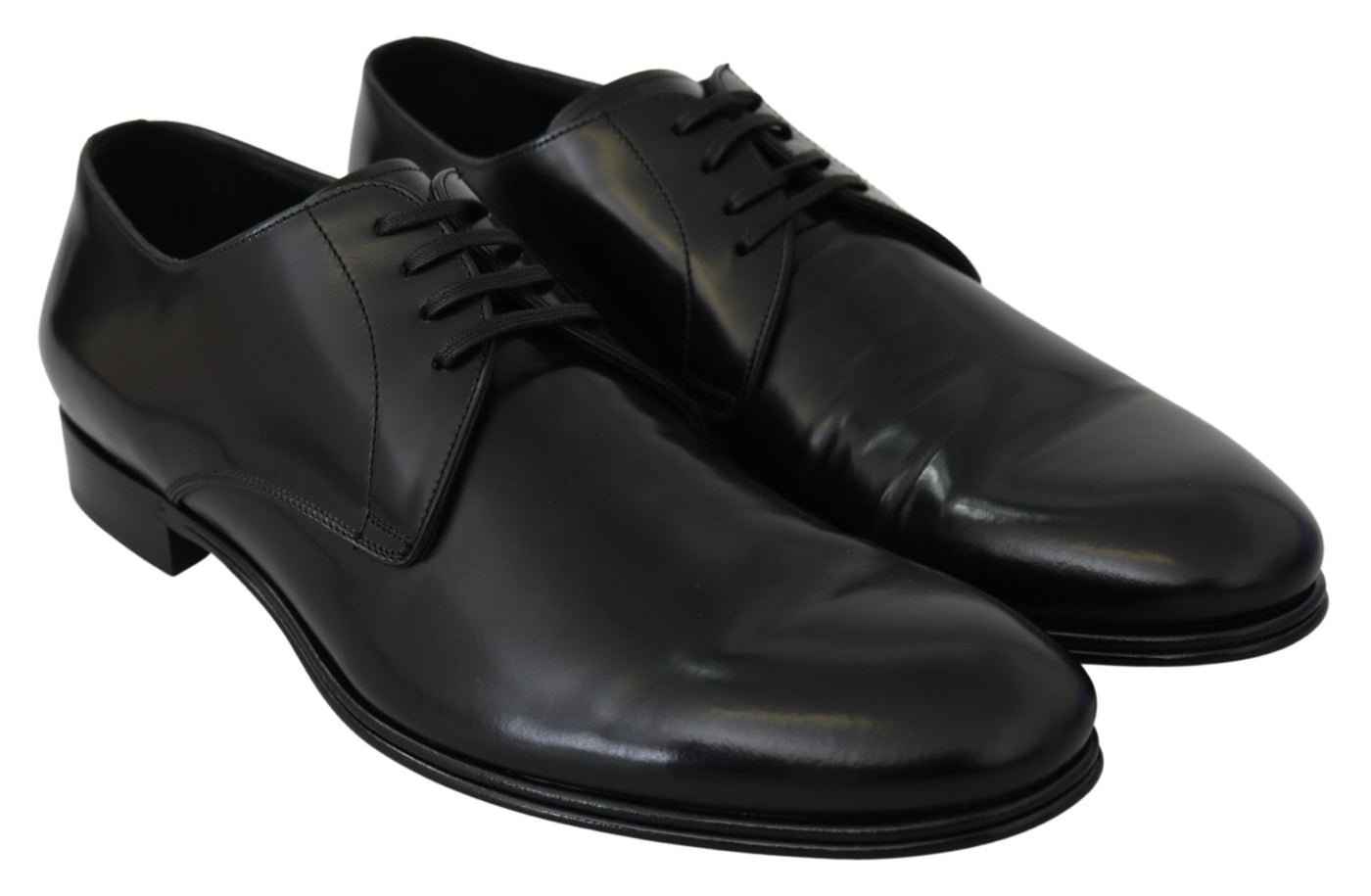 Dolce &amp; Gabbana Derby Napoli Zwarte Leren Formele Schoenen
