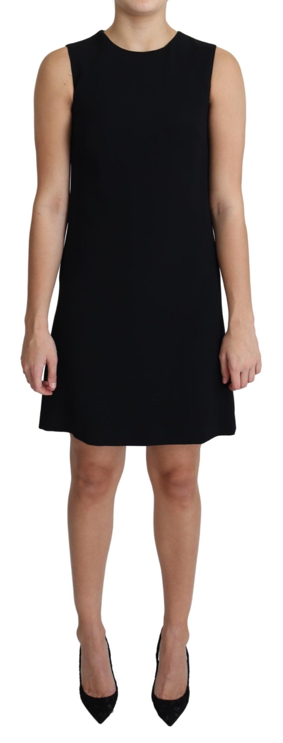 Robe courte trapèze en viscose stretch noire Dolce &amp; Gabbana