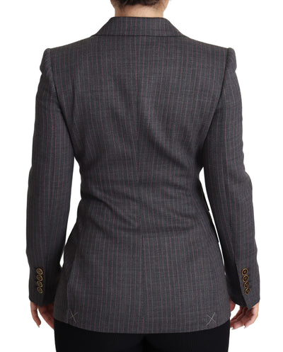 Dolce &amp; Gabbana - Veste blazer ajustée grise en laine à simple boutonnage