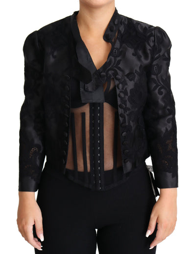 Dolce &amp; Gabbana Veste corset transparente en dentelle noire et organza et soie