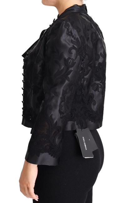 Dolce &amp; Gabbana Veste corset transparente en dentelle noire et organza et soie