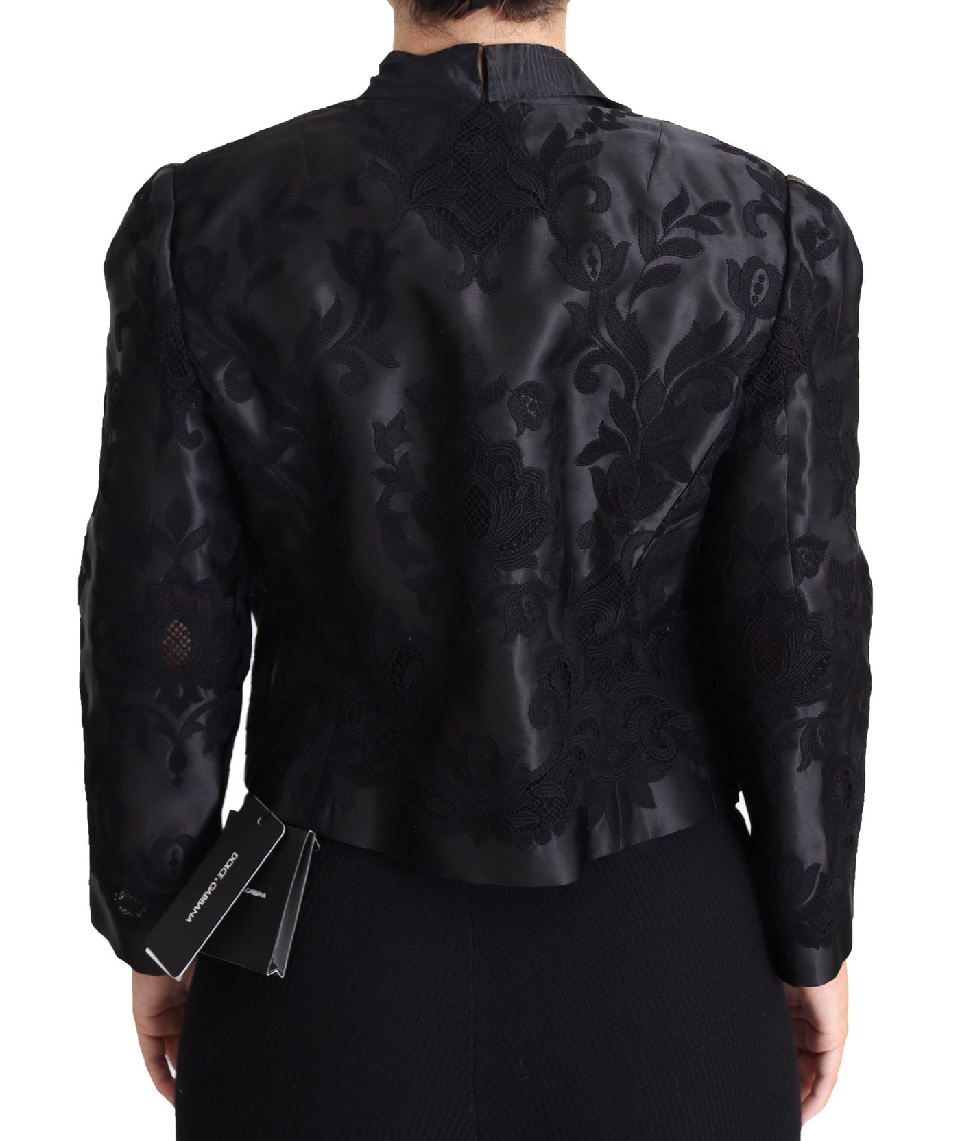 Dolce &amp; Gabbana Veste corset transparente en dentelle noire et organza et soie