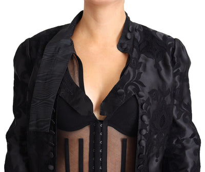 Dolce &amp; Gabbana Veste corset transparente en dentelle noire et organza et soie