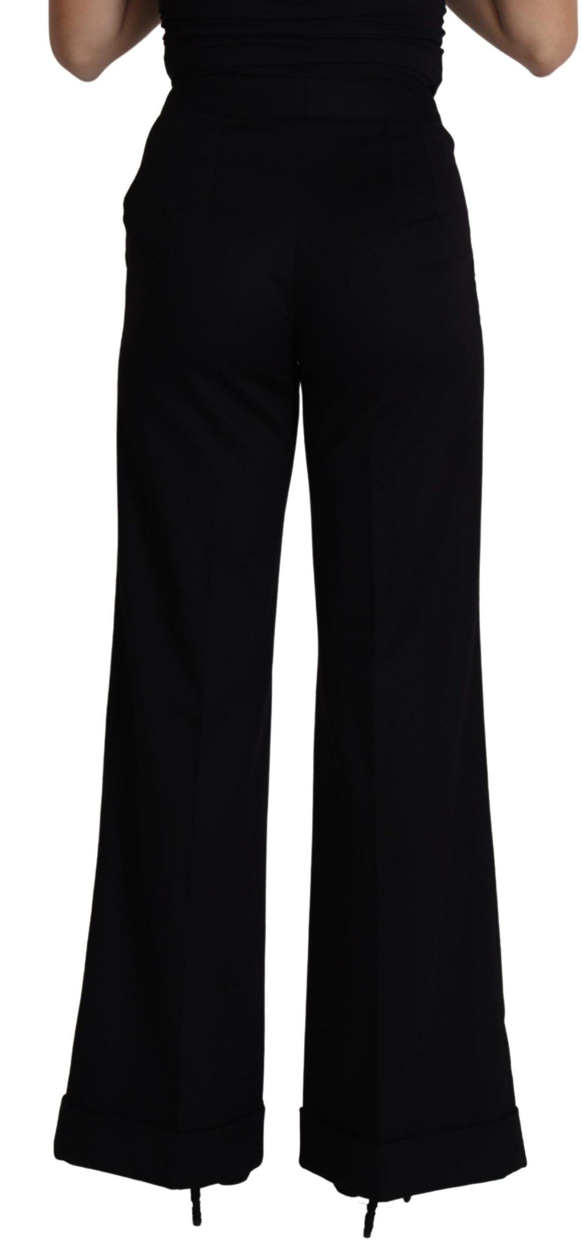 Dolce &amp; Gabbana Zwarte Kasjmier Wijde Broek voor Dames
