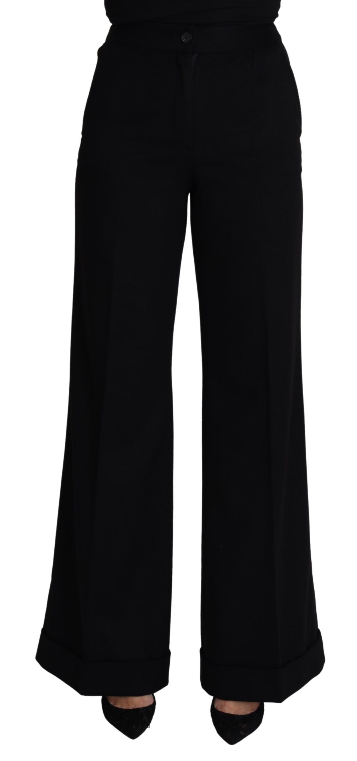 Dolce &amp; Gabbana Zwarte Kasjmier Wijde Broek voor Dames