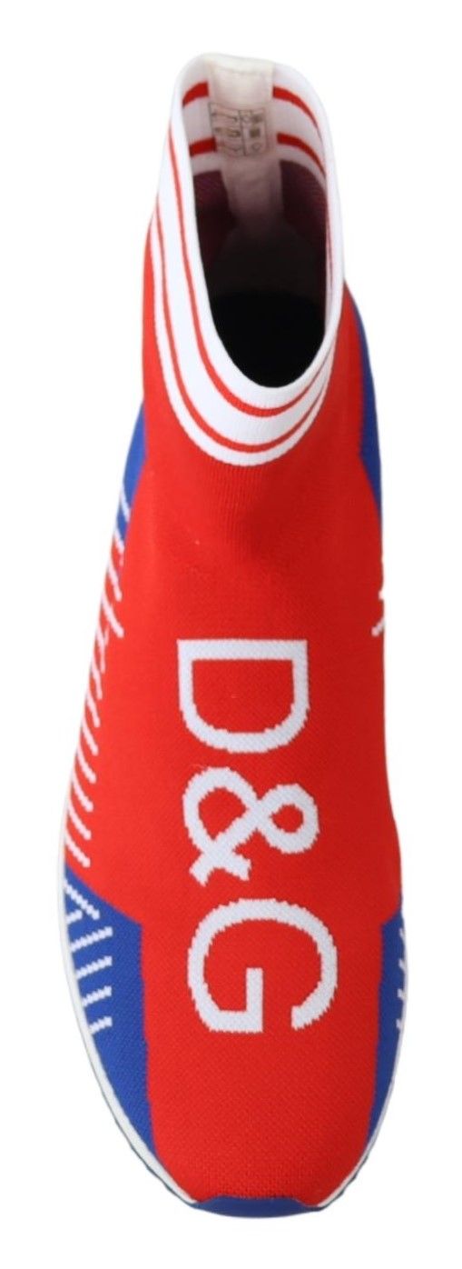 Dolce &amp; Gabbana Blauw Rood Sorrento Logo Sneakers Sokken Schoenen