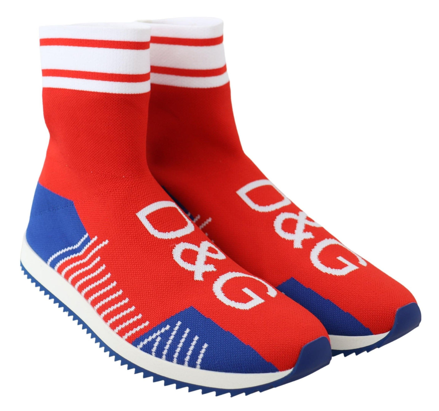 Dolce &amp; Gabbana Blauw Rood Sorrento Logo Sneakers Sokken Schoenen