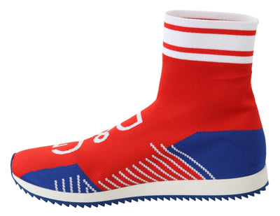 Dolce &amp; Gabbana Blauw Rood Sorrento Logo Sneakers Sokken Schoenen