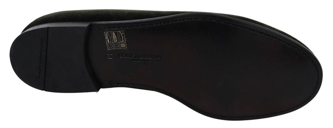 Dolce &amp; Gabbana Groene Fluwelen Slip-On Loafers voor Heren
