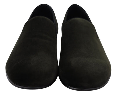 Dolce &amp; Gabbana Groene Fluwelen Slip-On Loafers voor Heren
