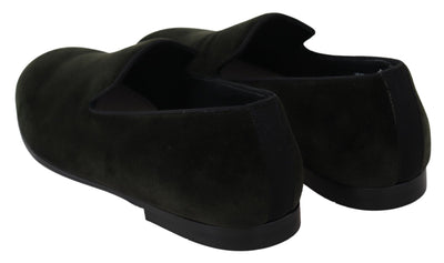 Dolce &amp; Gabbana Groene Fluwelen Slip-On Loafers voor Heren