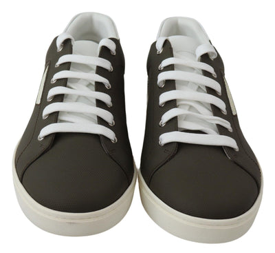 Dolce &amp; Gabbana Witte Groene Leren Lage Sneakers