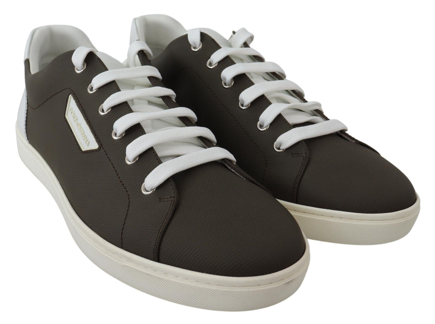 Dolce &amp; Gabbana Witte Groene Leren Lage Sneakers