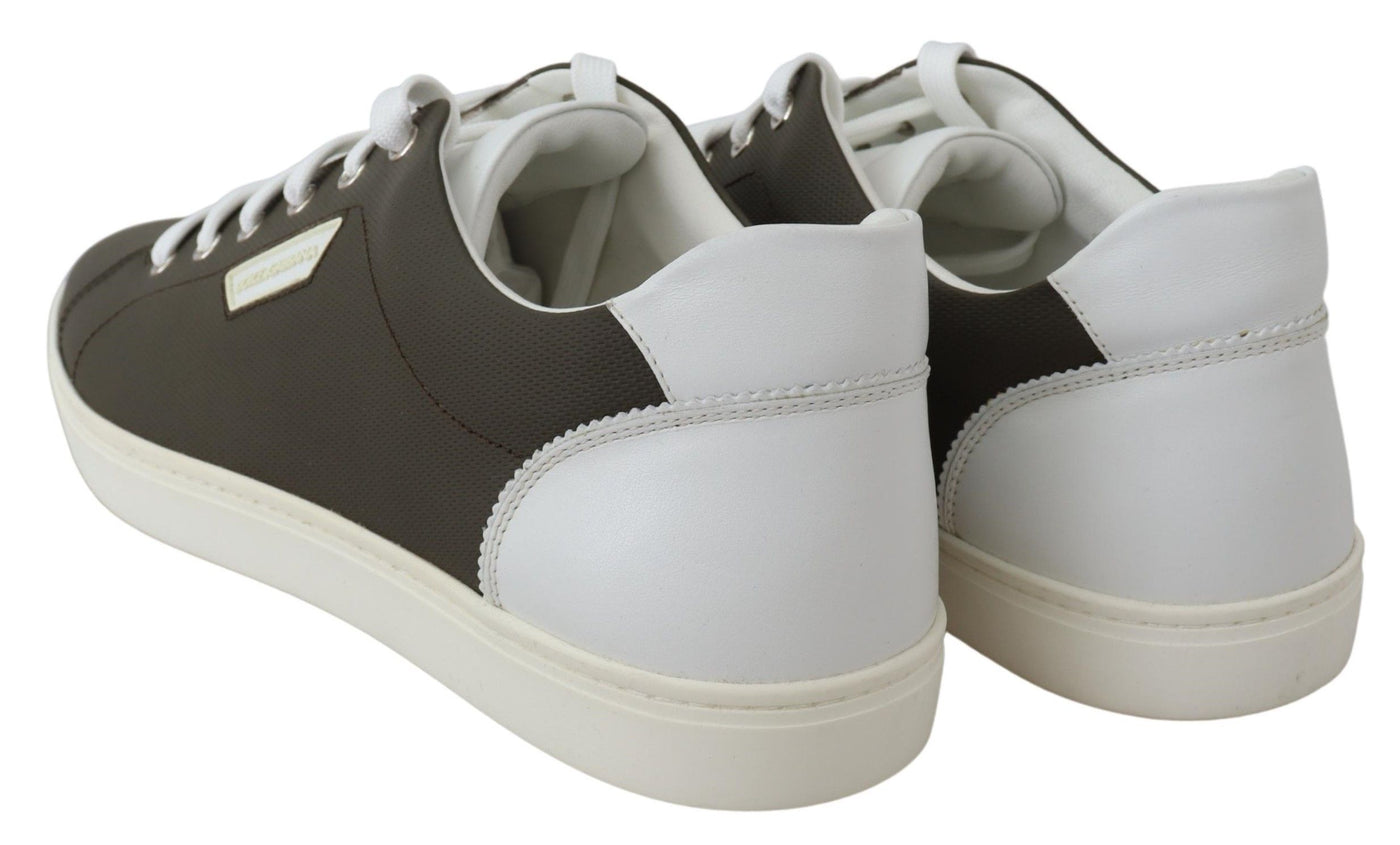 Dolce &amp; Gabbana Witte Groene Leren Lage Sneakers